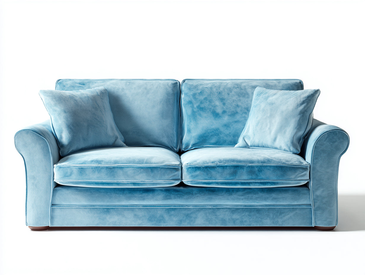 Canapé 2 places-tissu-velours-184x97x85 cm-bleu clair-style moderne
