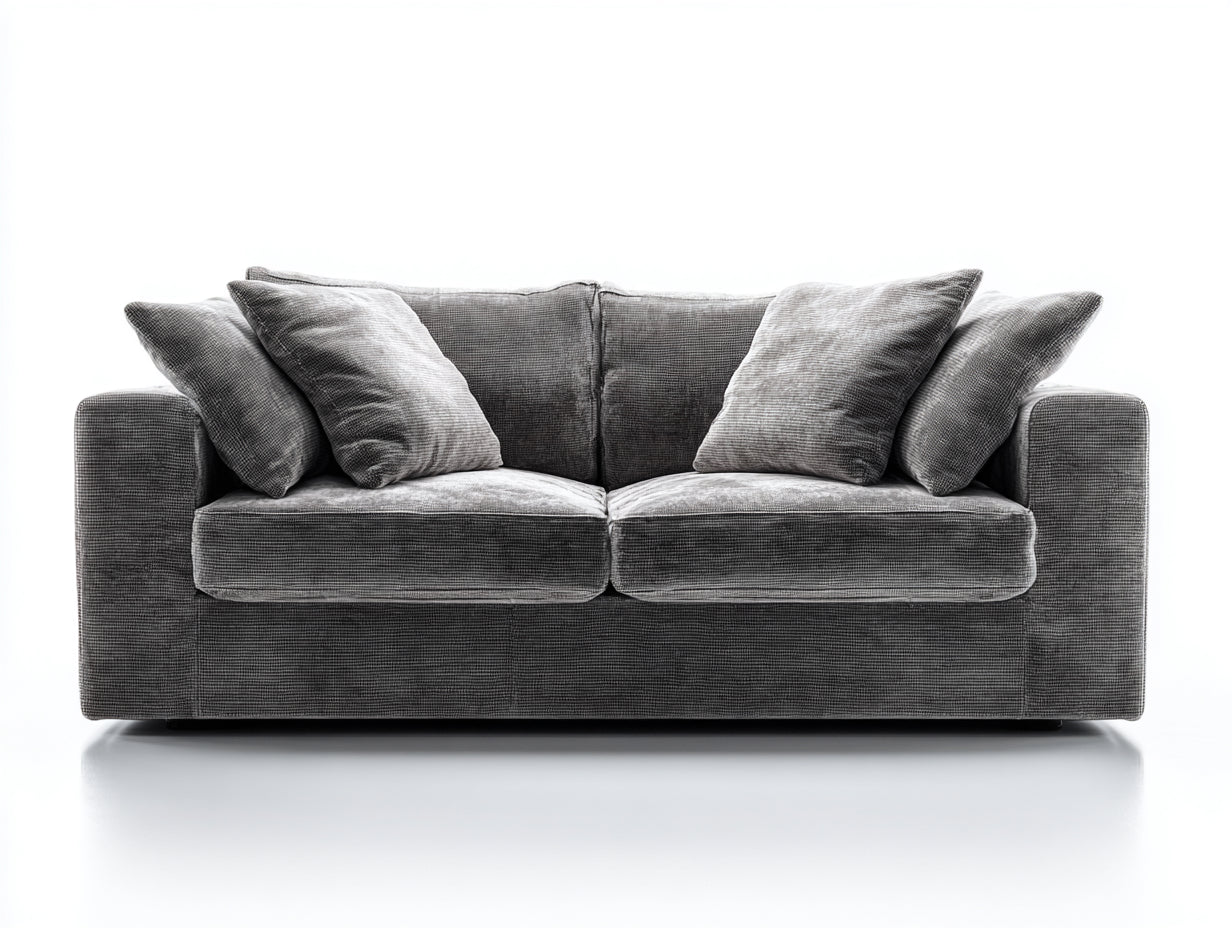 Canapé 2 places-tissu-178x96x84 cm-gris-design moderne