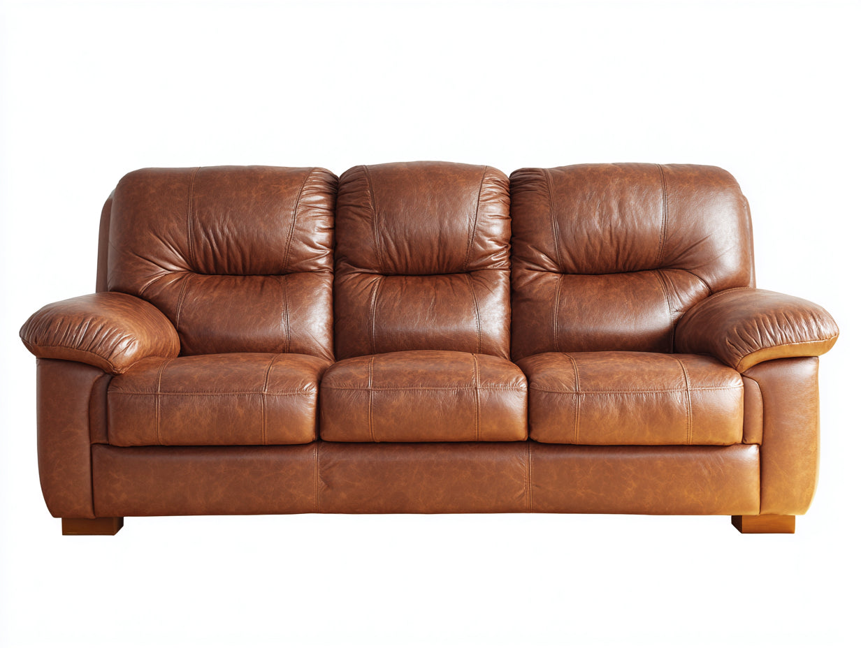 Canapé 3 places - Cuir - 221x94x91 cm - Cognac - Classique
