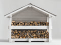 Abri à bûches - bois - 220x100x210 cm - blanc-gris - style rangement frontal