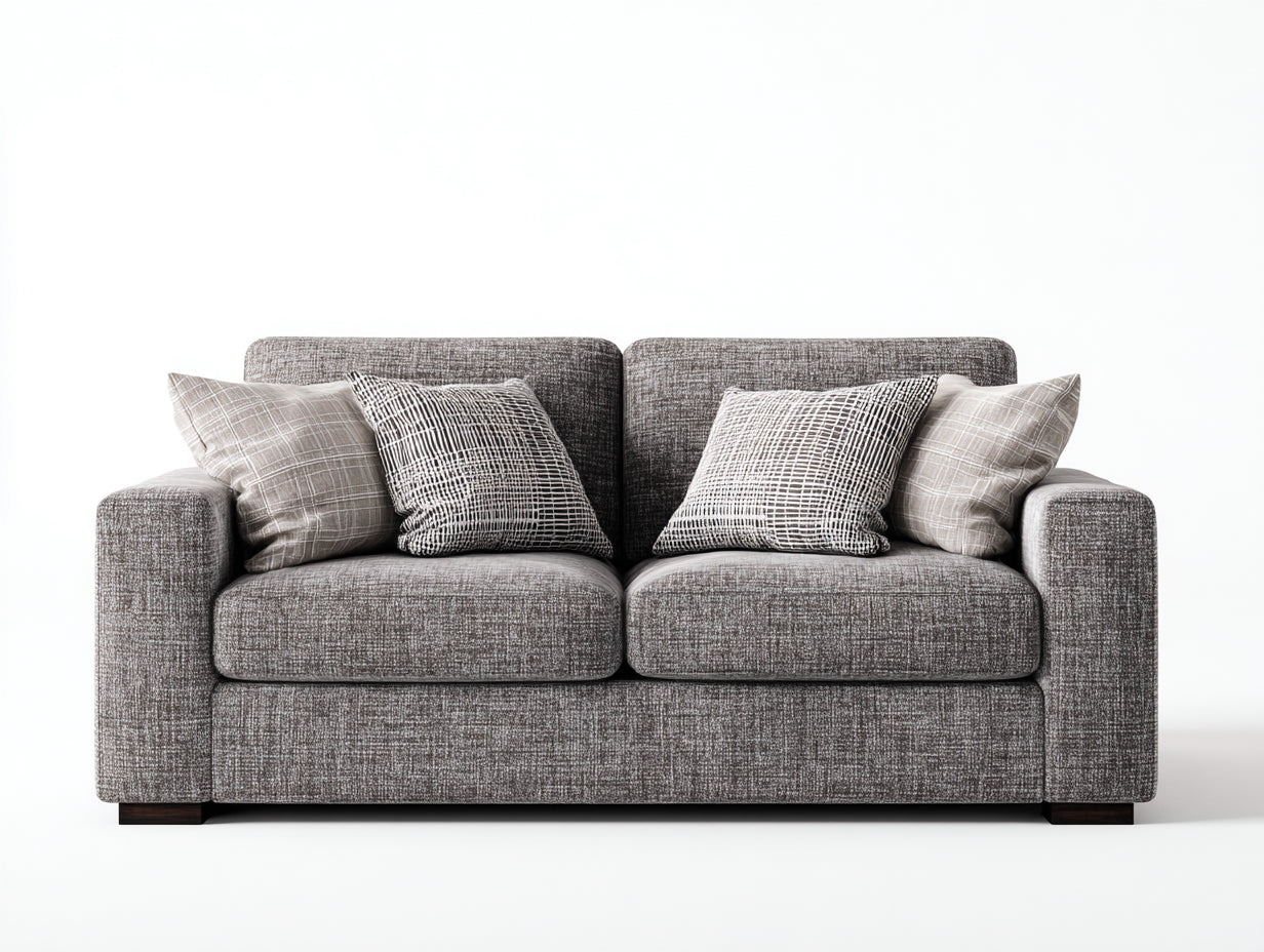 Canapé 2 places-tissu-176x98x85 cm-gris-design moderne