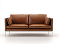 Canapé 2 places-cuir-métal chromé-184x96x80 cm-marron-design moderne