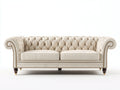 Canapé 2 places-tissu-188x98x85 cm-beige-style chesterfield