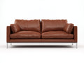 Canapé 2 places-cuir-métal chromé-182x95x80 cm-marron-design moderne