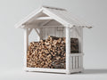 Abri à bûches - bois - 220x145x205 cm - blanc - style chalet compact