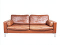 Canapé 2 places-cuir-métal chromé-182x94x80 cm-marron-design moderne