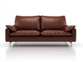 Canapé 2 places-cuir-métal chromé-185x96x82 cm-marron-design moderne