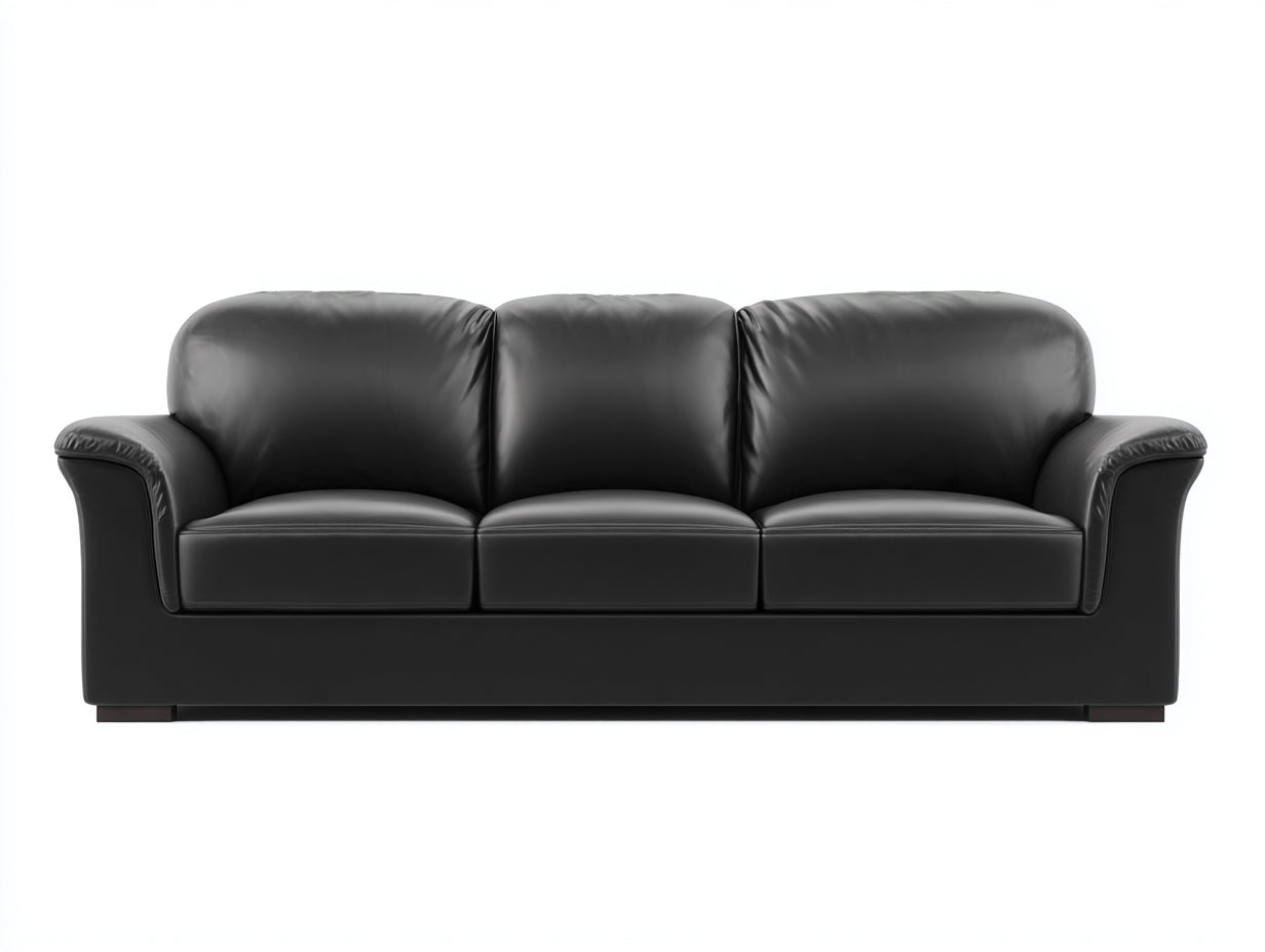 Canapé 3 places - Cuir - 220x90x86 cm - Noir - Moderne