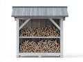 Abri à bûches - bois - 210x90x205 cm - blanc-gris - style rangement vertical