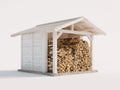 Abri à bûches - bois - 300x190x240 cm - bois clair - style chalet extérieur