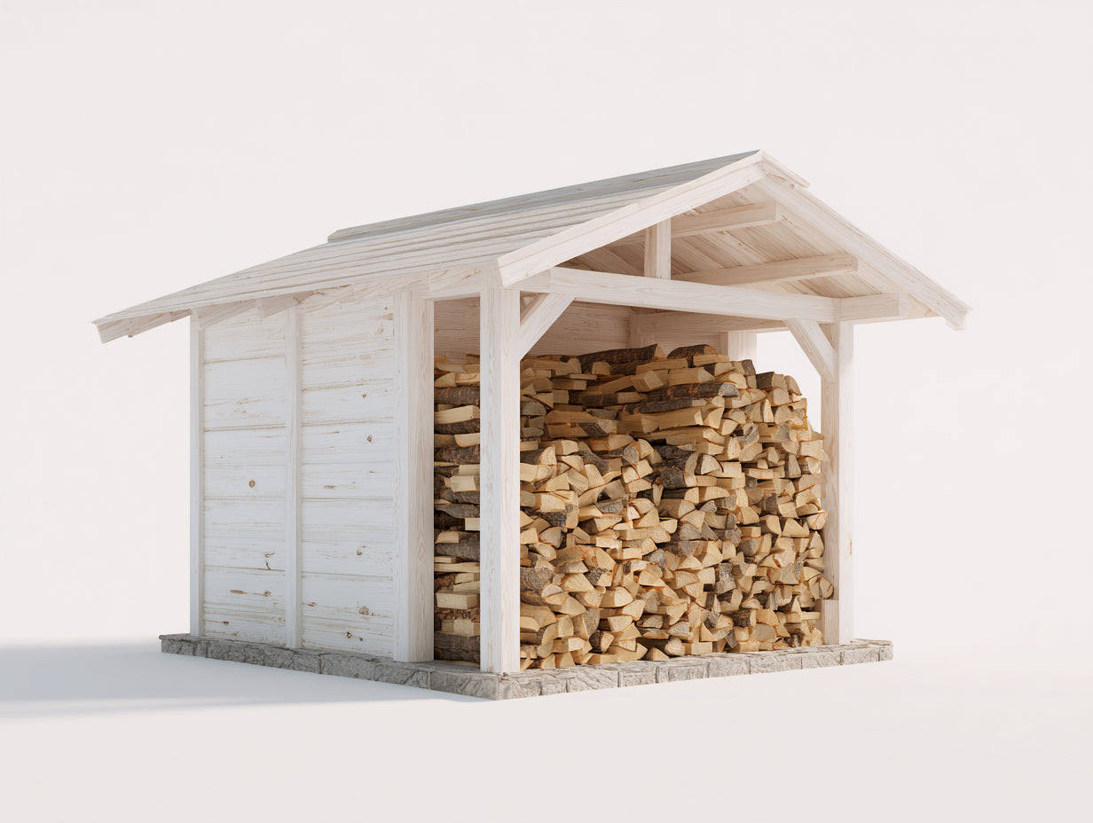 Abri à bûches - bois - 300x190x240 cm - bois clair - style chalet extérieur