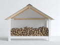 Abri à bûches - bois - 260x120x215 cm - blanc-bois clair-gris - style ouvert compact