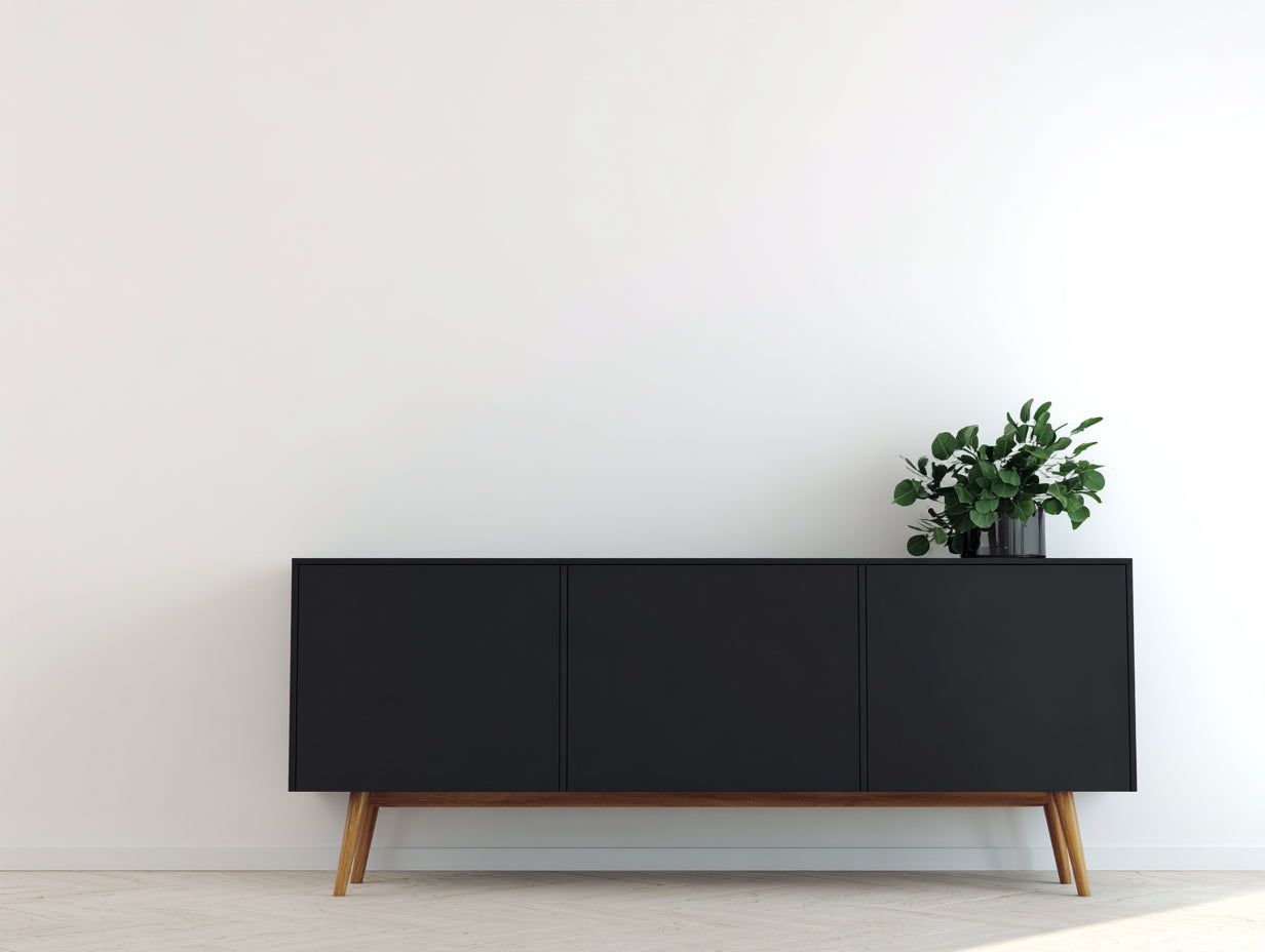 Meuble d'entrée - panneaux de bois-bois - 190x42x78 cm - noir-marron - style moderne scandinave
