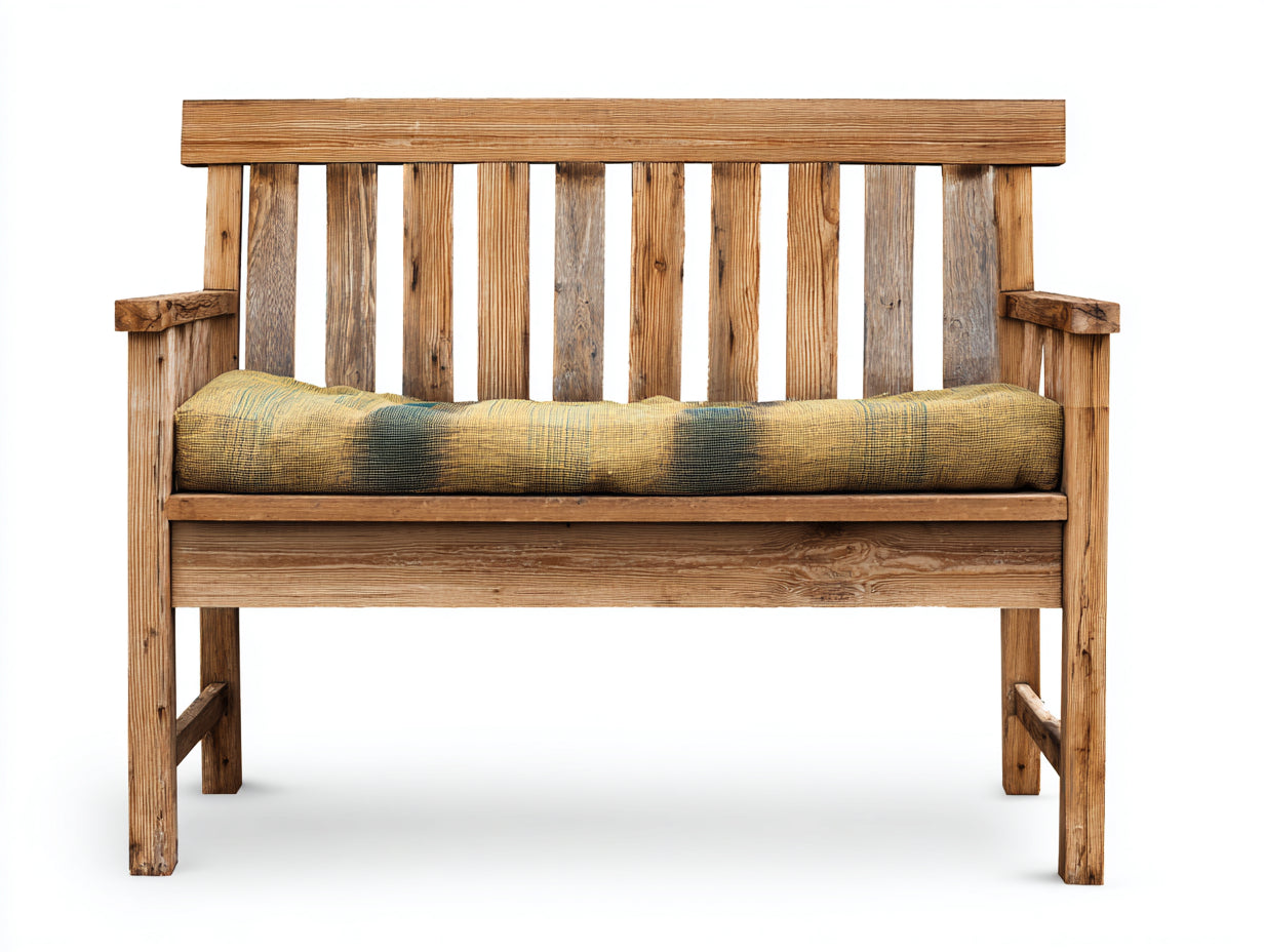 Banc de jardin - Bois-Tissu - 120x58x92 cm - Brun naturel-Jaune - Rustique