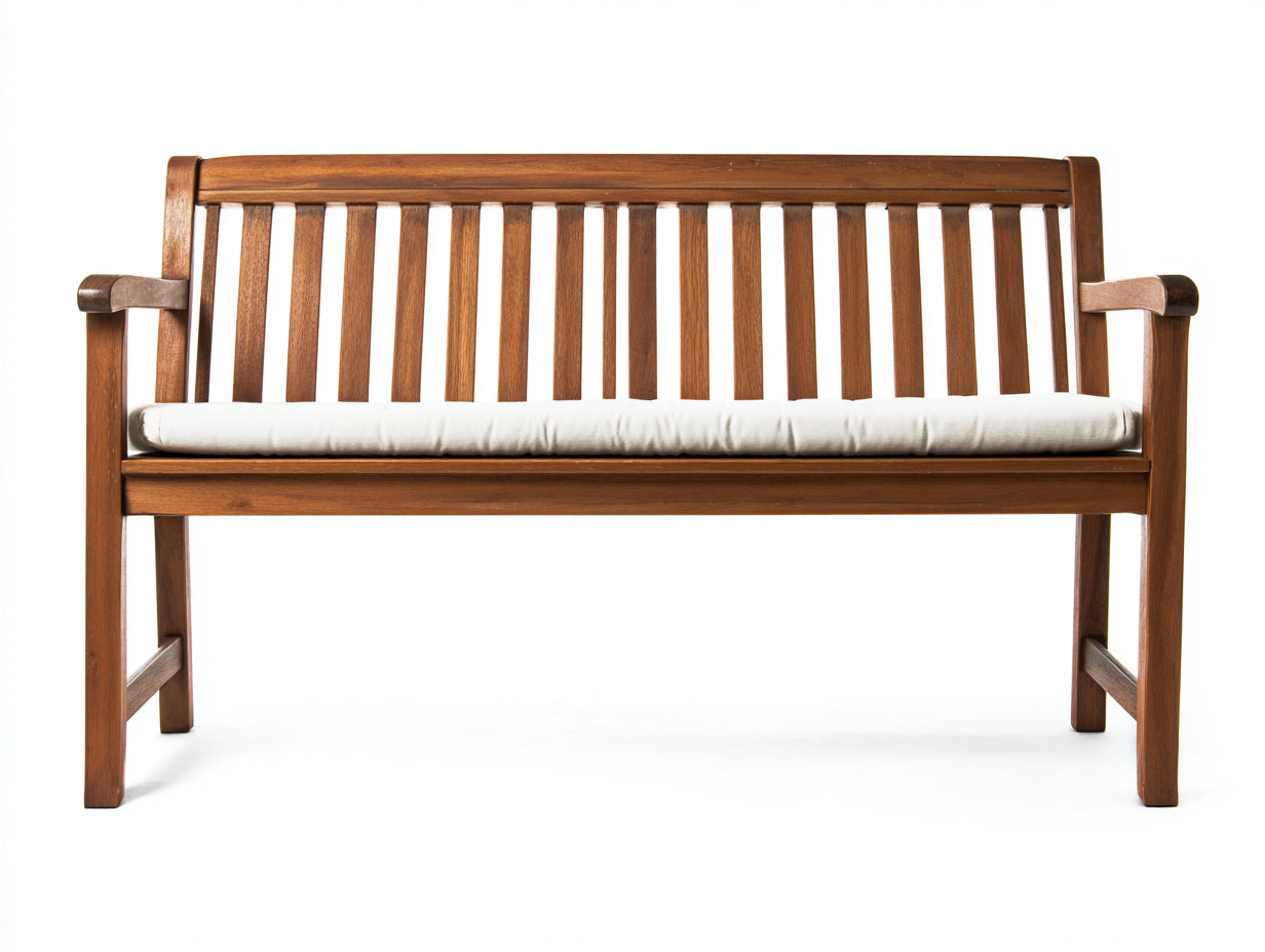 Banc de jardin - Bois-Tissu - 150x56x90 cm - Brun-Crème - Classique