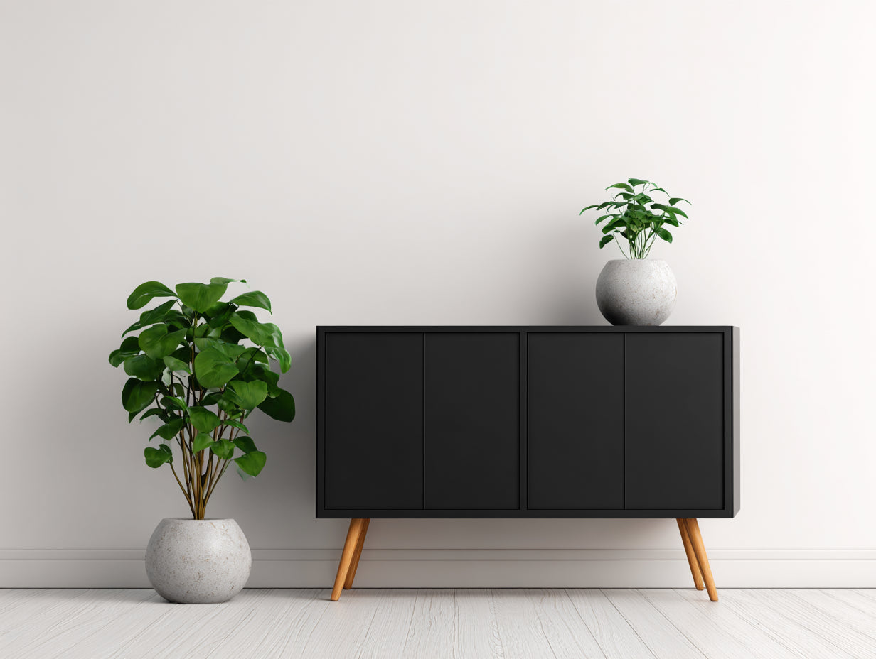 Meuble d'entrée - panneaux de bois-bois - 150x38x82 cm - noir-marron - style moderne