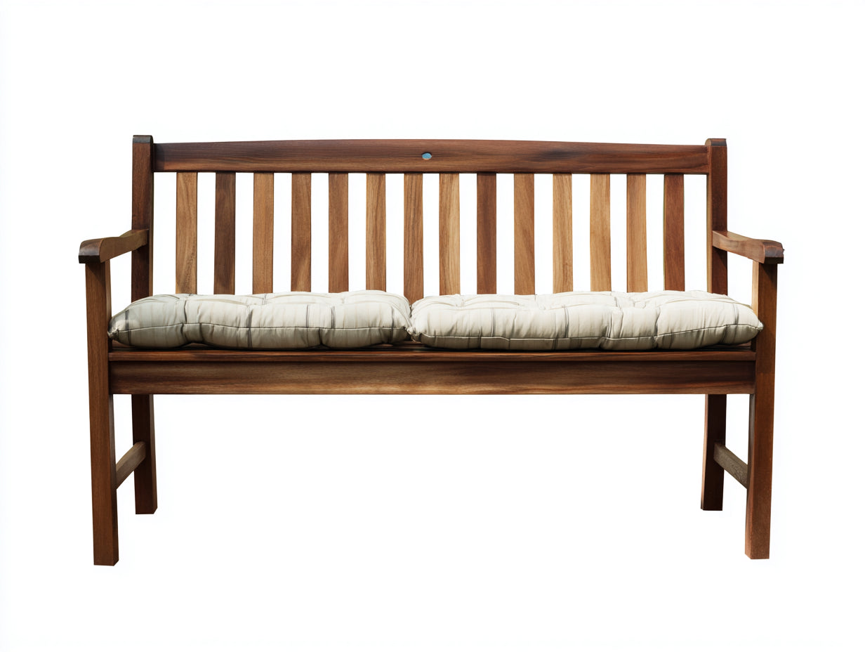 Banc de jardin - Bois-Tissu - 145x58x88 cm - Brun naturel-Crème - Rustique