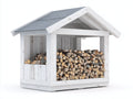 Abri à bûches - bois - 240x150x215 cm - blanc-gris - style cabane compacte