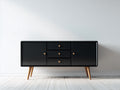 Meuble d'entrée - panneaux de bois-métal-bois - 150x40x78 cm - noir-marron - style rétro moderne