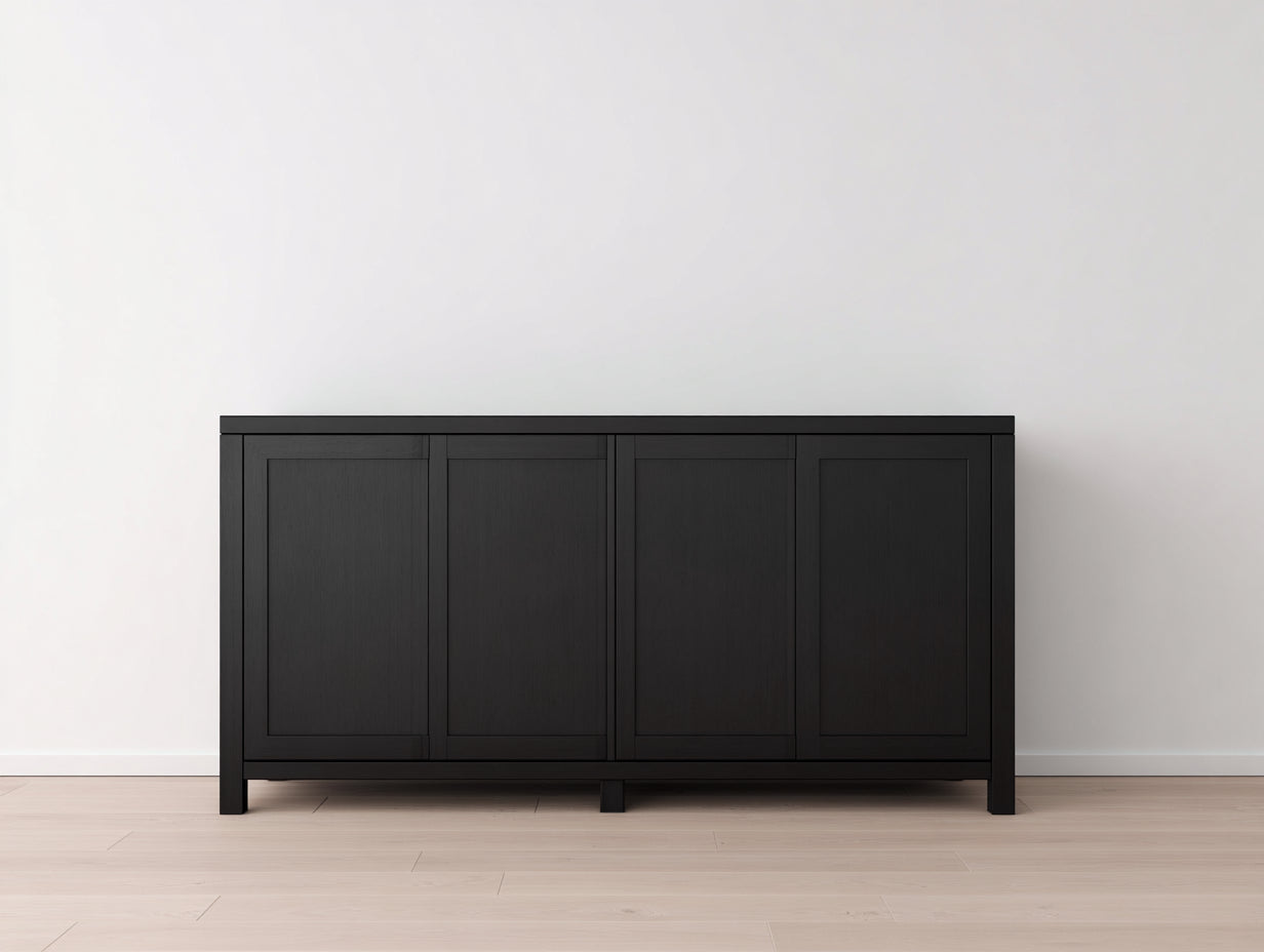 Meuble d'entrée - panneaux de bois - 170x42x90 cm - noir - style contemporain