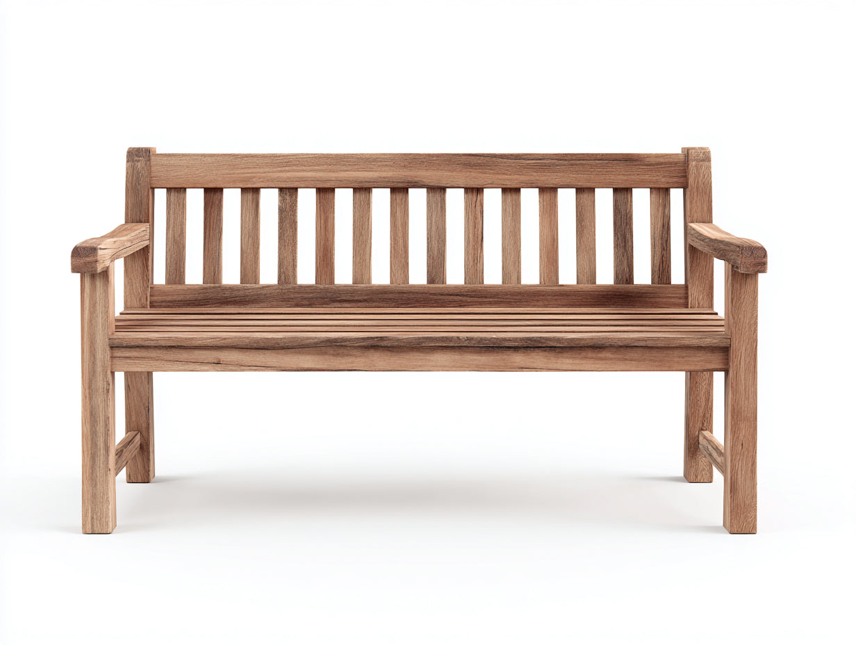 Banc de jardin - Bois - 150x57x88 cm - Chêne naturel - Rustique