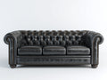 Canapé 3 places - Cuir - 225x94x80 cm - Noir - Chesterfield