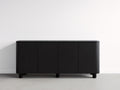Meuble d'entrée - panneaux de bois - 180x43x82 cm - noir - style moderne arrondi