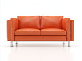 Canapé 2 places-cuir-métal chromé-176x93x79 cm-orange-design moderne